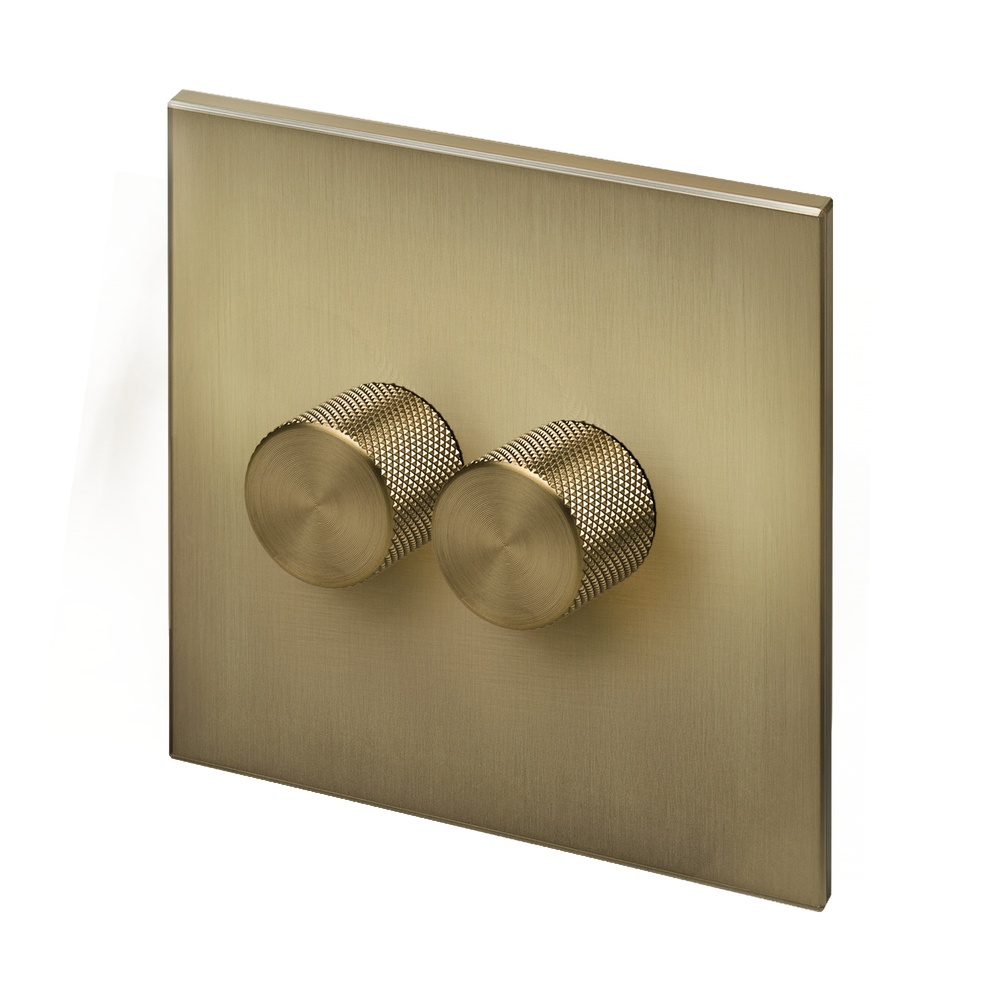 Aura Double Dimmer Switch - Brushed Brass RetroTouch Light Switches ...